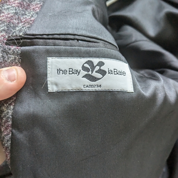 VINTAGE HARRIS TWEED Men Blazer 100% Wool No Size Tag Gray And Red - Picture 8 of 13